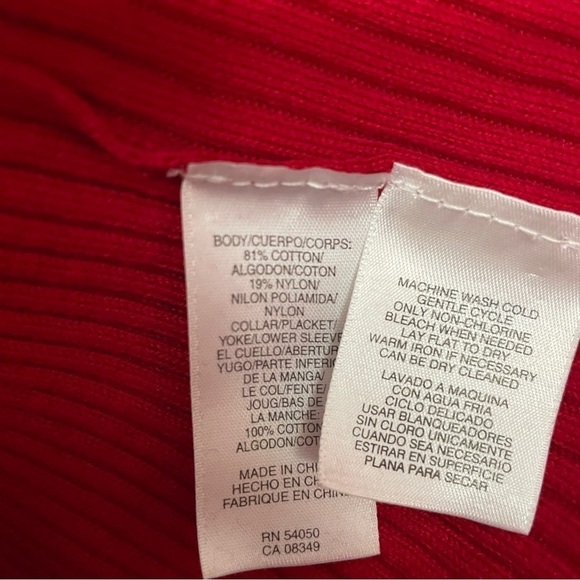 Anne Klein Layered Collar Striped Shirt Sweater | Red | Size M - Picture 7 of 8